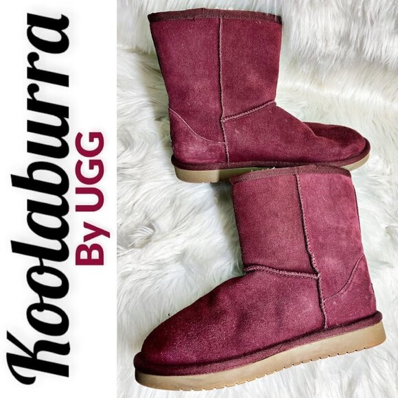 KOOLABURRA By UGG Wine Red Suede Classic Short Boot, Size 5 - Picture 4 of 10
